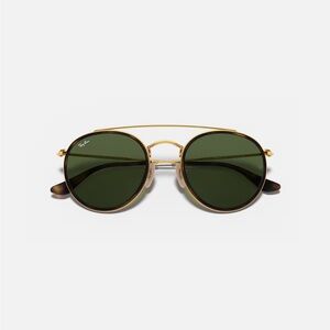 RAY-BAN ROUND DOUBLE BRIDGE GOLD / GREEN / TORTOISE SUNGLASSES